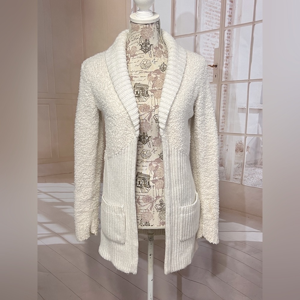 🛍️CAT & JACK Ivory boucle and ribbed‎ knit cardigan sweater size XL.